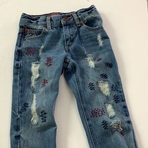 Boy’s Tommy Hilfiger Sz 4 Rebel Skinny Distressed Embroidered Jeans